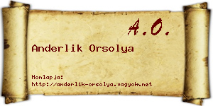 Anderlik Orsolya névjegykártya